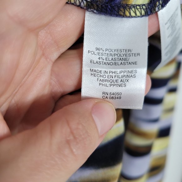 Nine West Brown White Navy 3/4 Sleeve Boat Neck Back Zip Business Casual Dress 6 - Picture 7 of 10